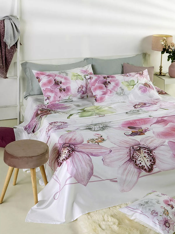 PARURE LETTO COPRILETTO TESSITURA RANDI ORCHIDEA